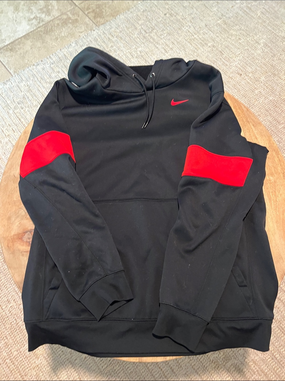 Nike Black Hoodie with Red Sleeve Panels